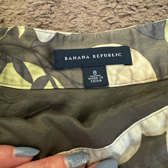 2 FOR $20 Banana Republic Silk Blend Skirt Floral Beige Brown A Line Mini 8 - Picture 4 of 5